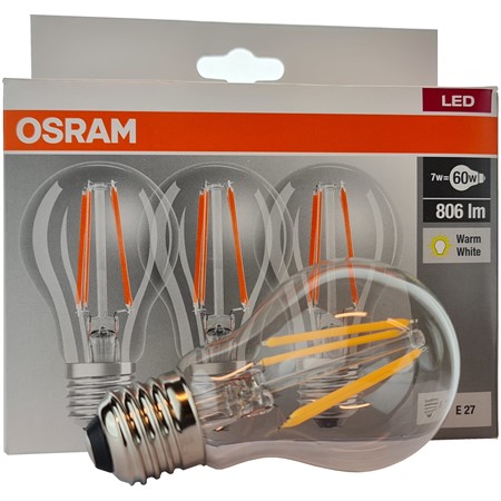 LED-lampa Normal klar 7 W (60) 3-pack