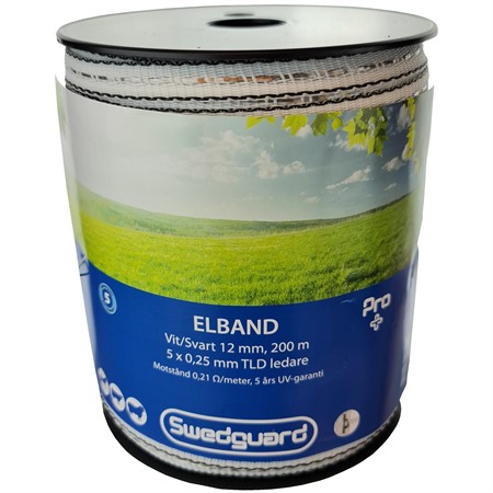 Elband Pro+ 12 mm Vit/Svart (200 meter)